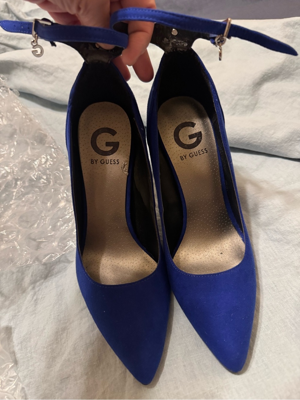 Guess Women's Cobalt Blue Pointed Toe Ankle Strap Pumps